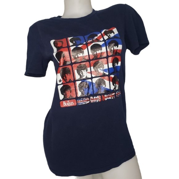 The Beatles Tops - BEATLES HARD DAYS NIGHT NAVY BLUE T SHIRT SIZE SMALL